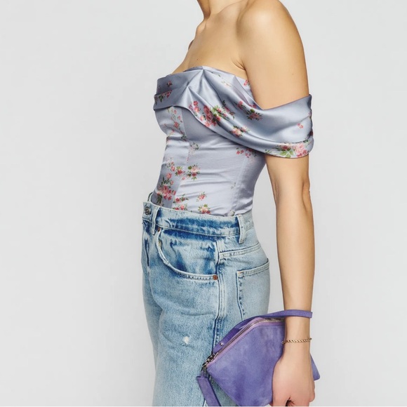 Reformation Lux Silk Top in Blue - Size 2 - Picture 3 of 6